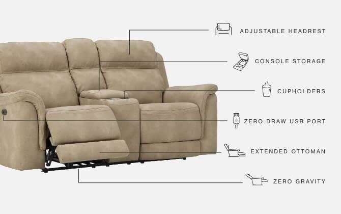 NextGen DuraPella Sand Power Reclining Loveseat w/ Console