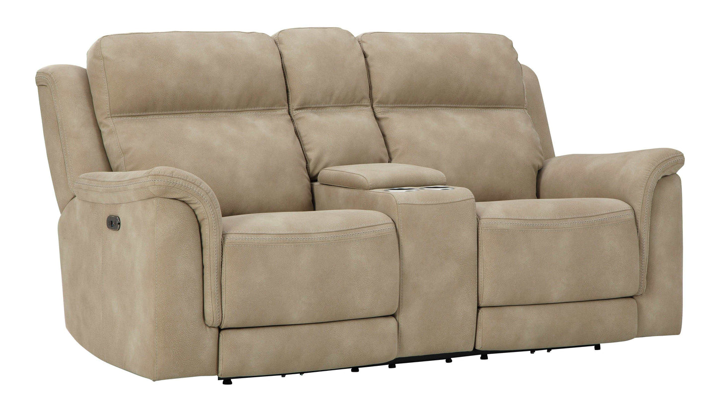 NextGen DuraPella Sand Power Reclining Loveseat w/ Console