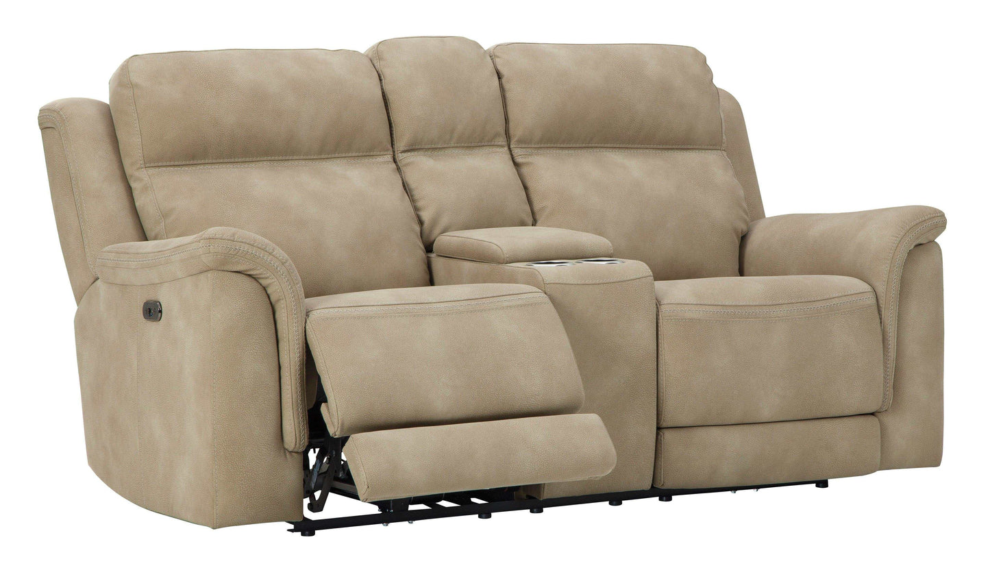 NextGen DuraPella Sand Power Reclining Loveseat w/ Console