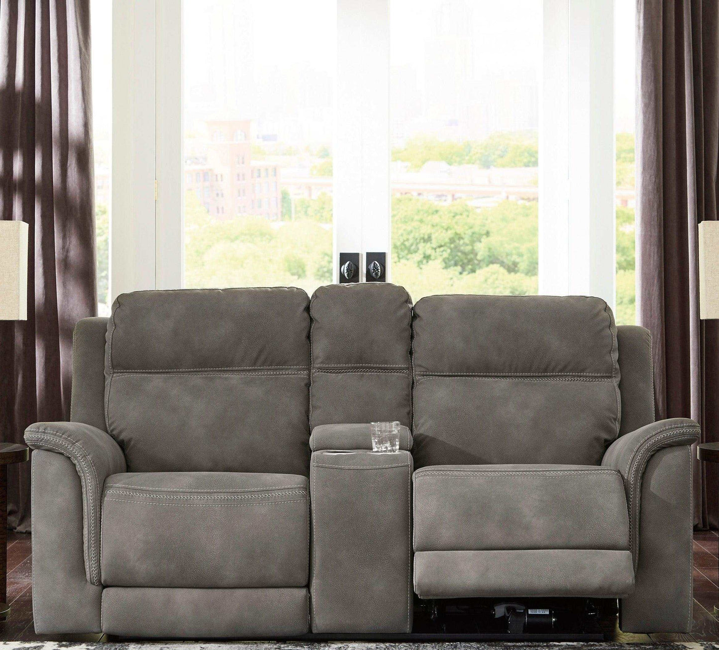 Next-Gen DuraPella Slate Power Reclining Loveseat w/ Console