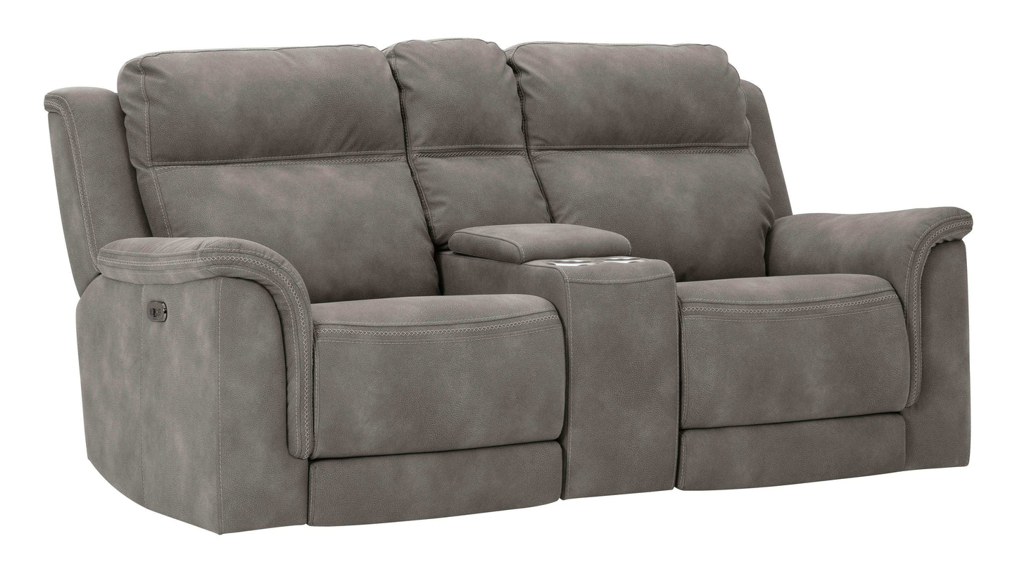 Next-Gen DuraPella Slate Power Reclining Loveseat w/ Console