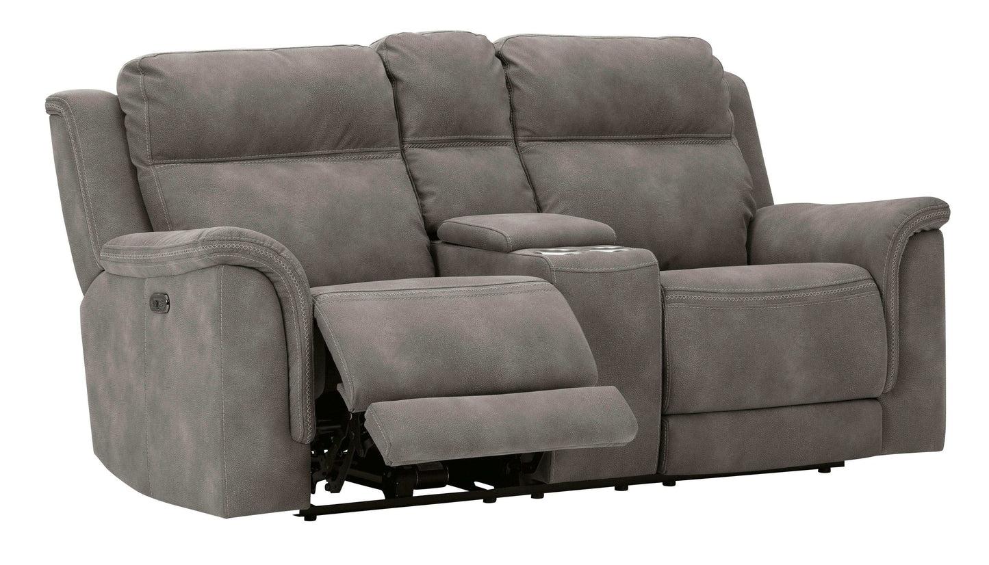 Next-Gen DuraPella Slate Power Reclining Loveseat w/ Console