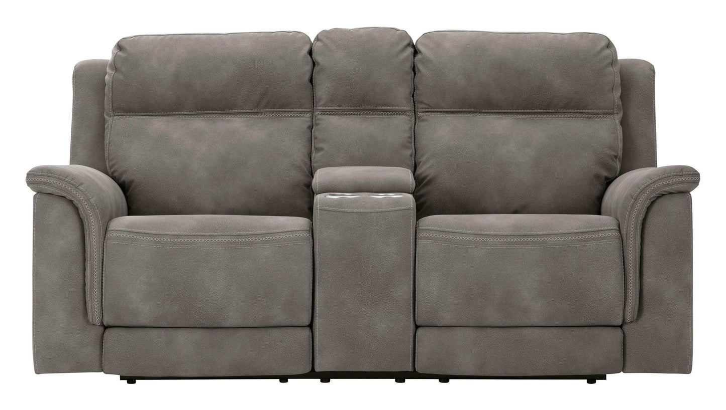 Next-Gen DuraPella Slate Power Reclining Loveseat w/ Console