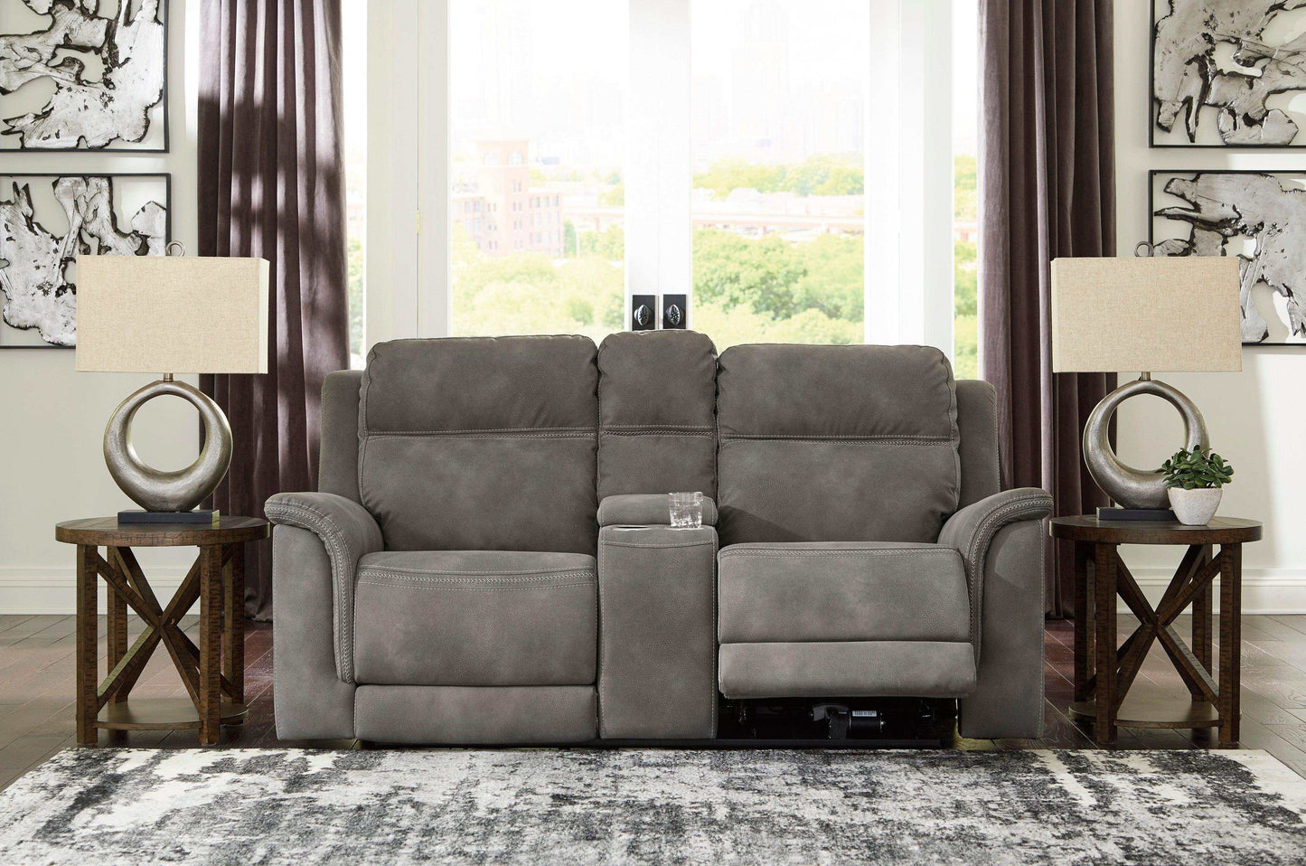 Next-Gen DuraPella Slate Power Reclining Loveseat w/ Console