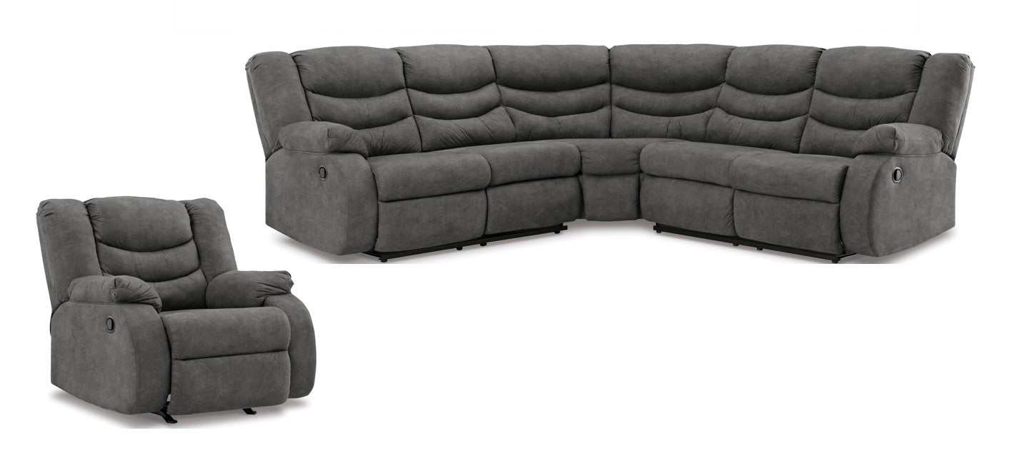 Partymate Slate Manual Reclining Sectional Living Room Set