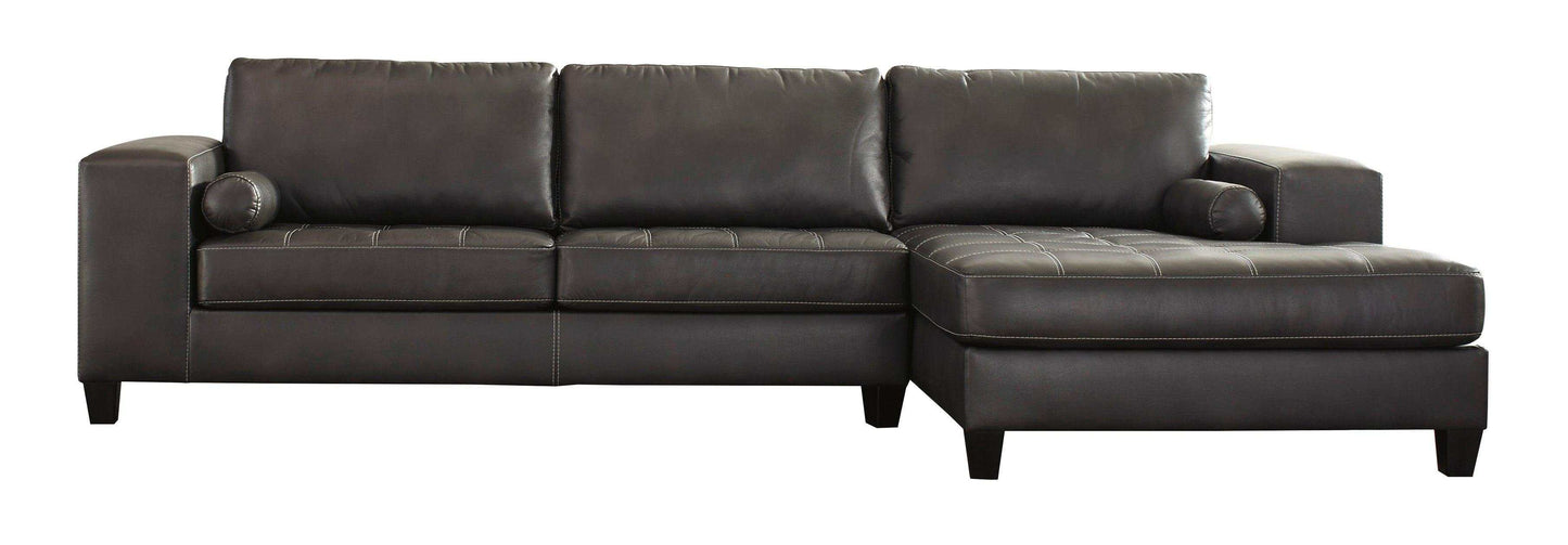 Nokomis Charcoal Faux Leather L Shape 2pc Sectional w/ Chaise