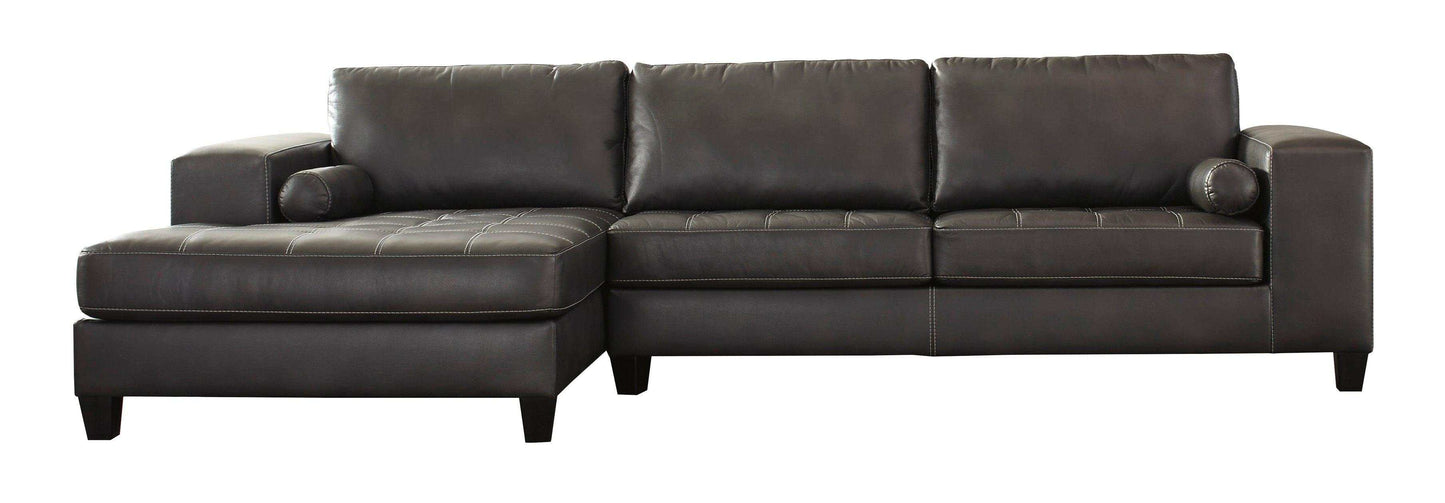 Nokomis Charcoal Faux Leather L Shape 2pc Sectional w/ Chaise