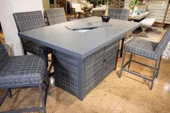 Palazzo Gray Outdoor Bar Table w/ Fire Pit