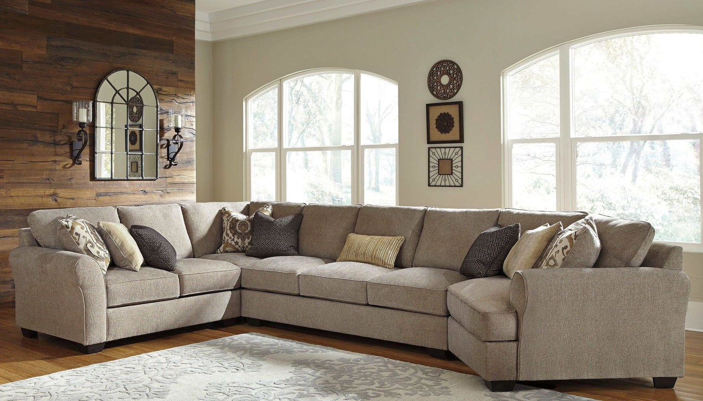 Pantomine Driftwood 4pc Sectional w/ Armless Sofa & RAF Cuddler