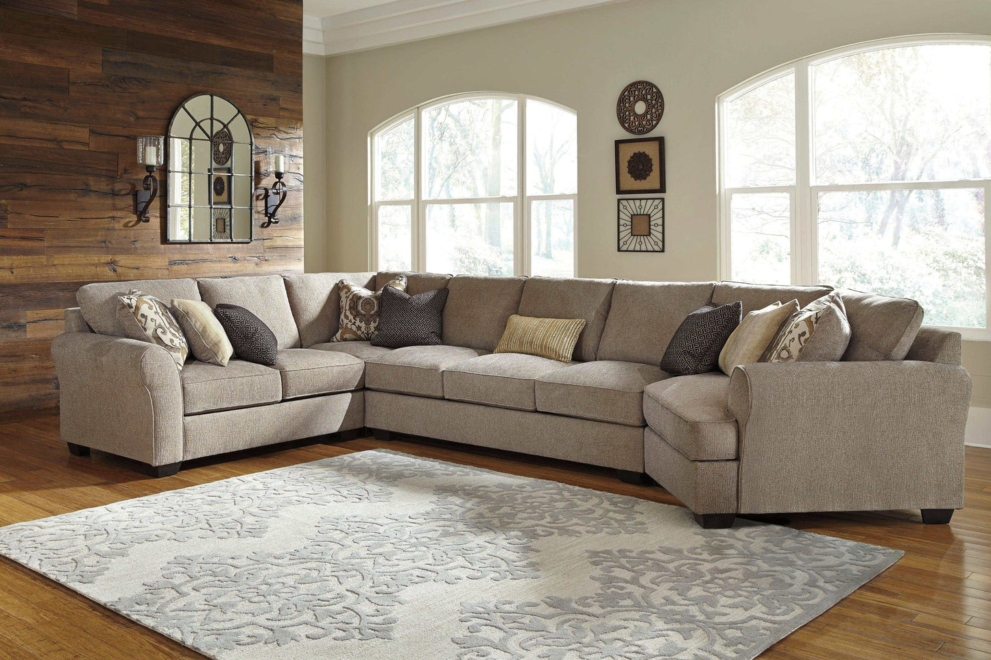 Pantomine Driftwood 4pc Sectional w/ Armless Sofa & RAF Cuddler