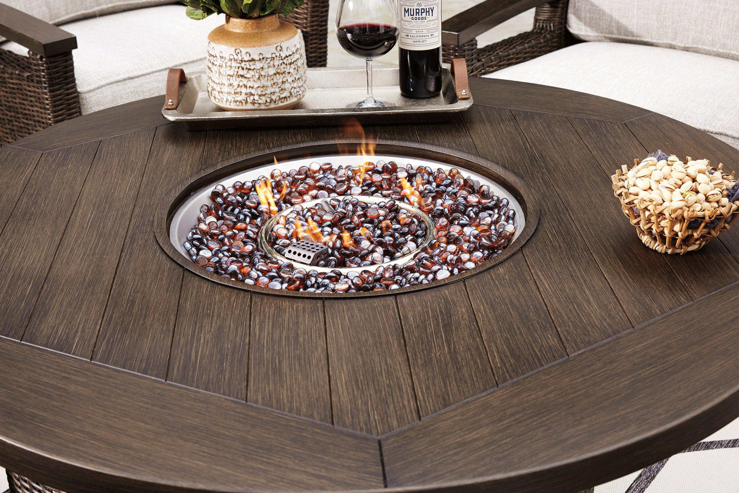 Paradise Trail Round Outdoor Fire Pit Table