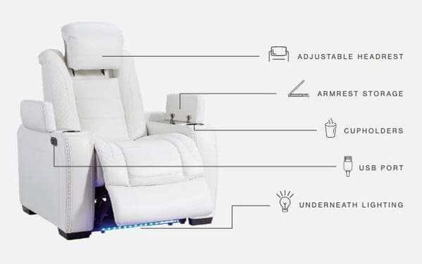 Party Time Midnight Power Recliner w/LED