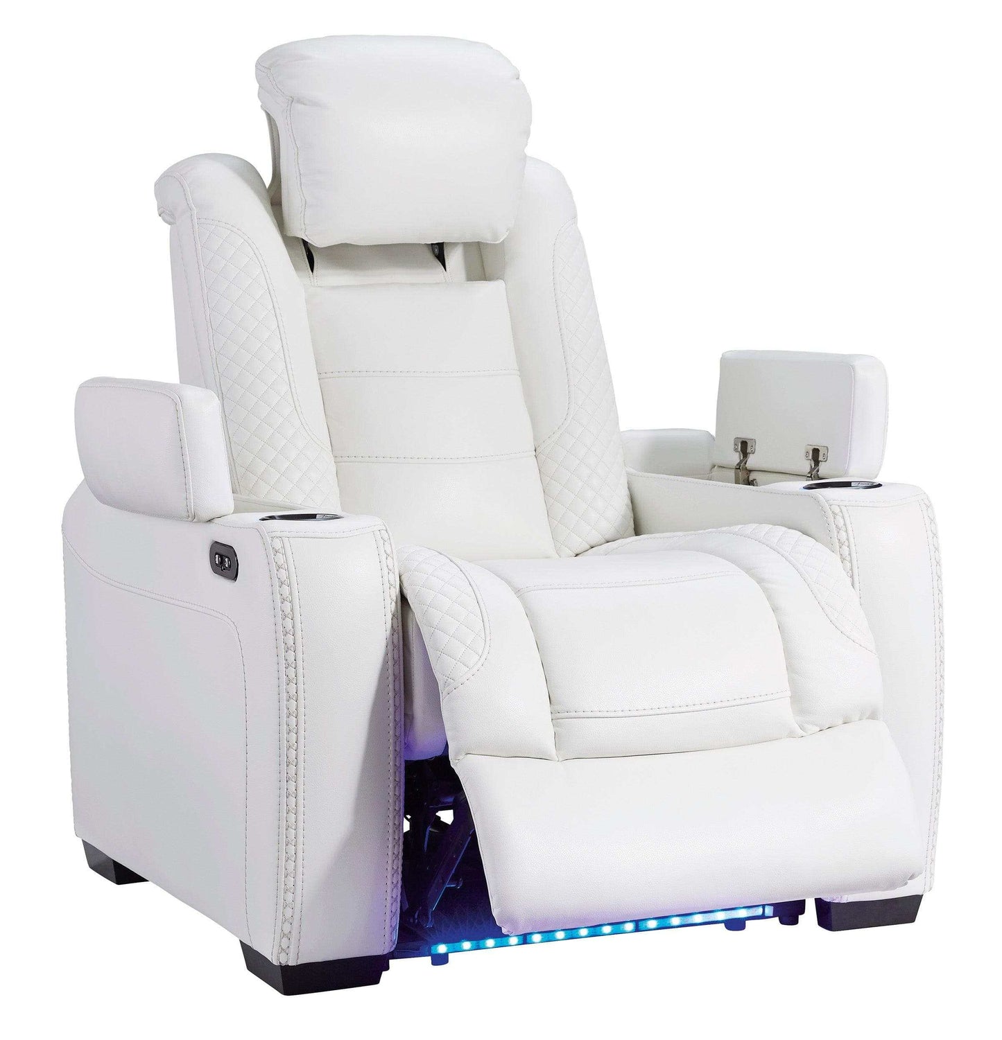 Party Time White Power Recliner w/LED