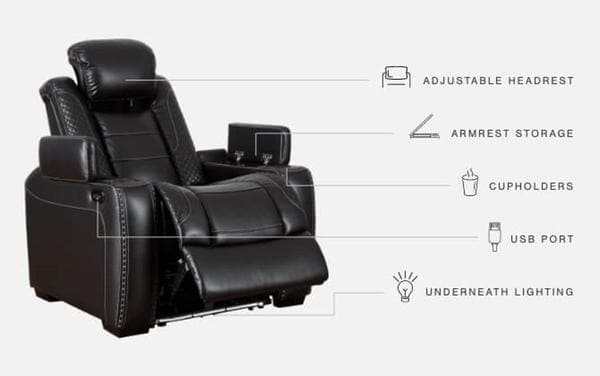 Party Time Midnight Power Recliner w/LED