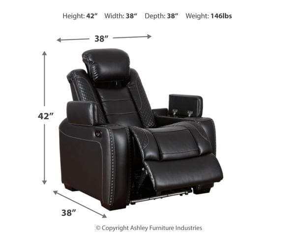 Party Time Midnight Power Recliner w/LED