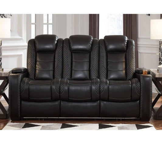 Party Time Midnight Power Reclining Sofa w/LED & Drop Down Table