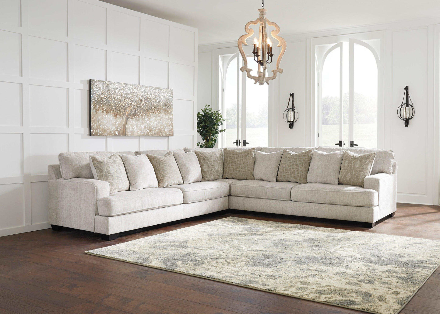 Rawcliffe Parchment 3pc Symmetrical Sectional Sofa