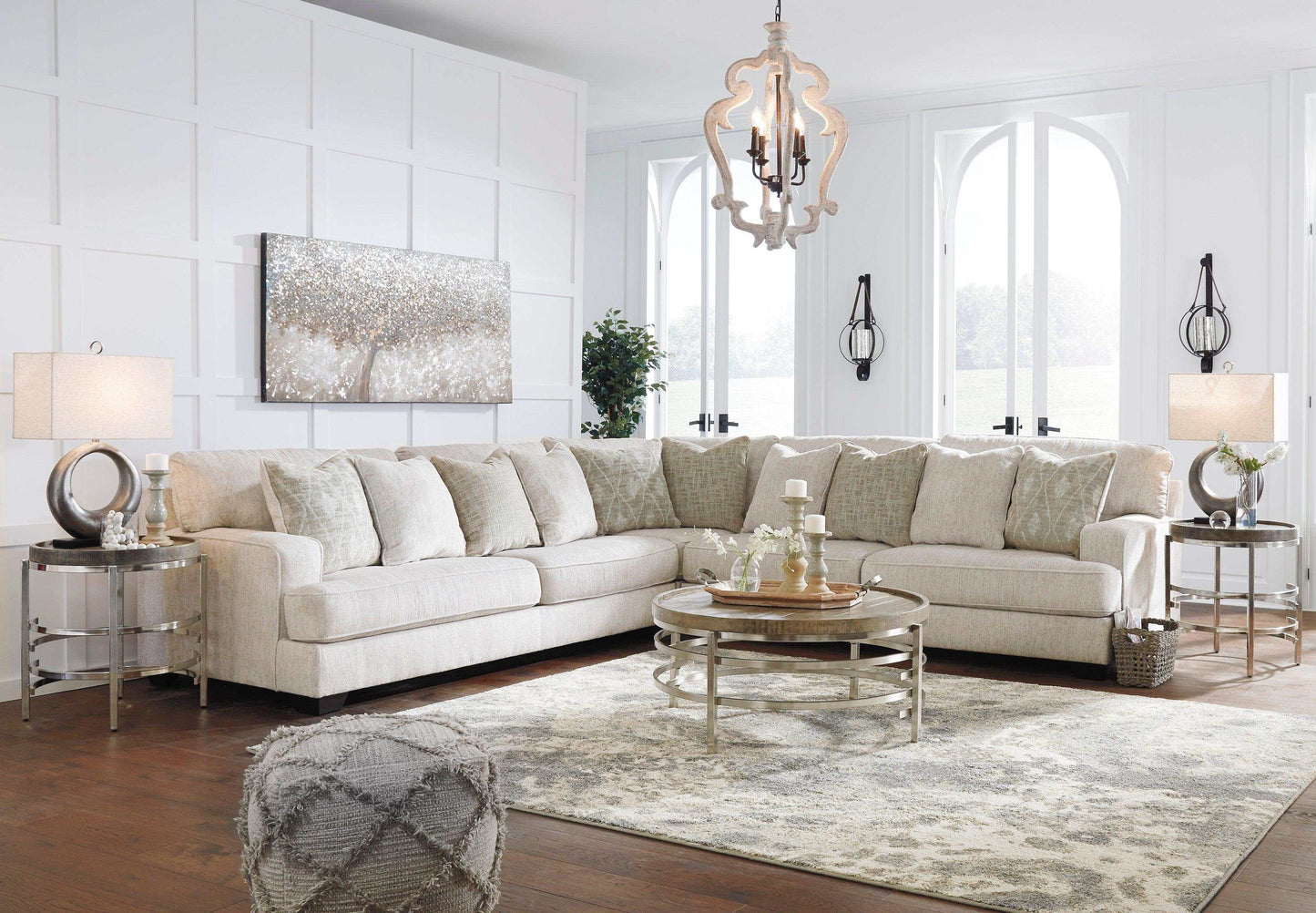 Rawcliffe Parchment 3pc Symmetrical Sectional Sofa