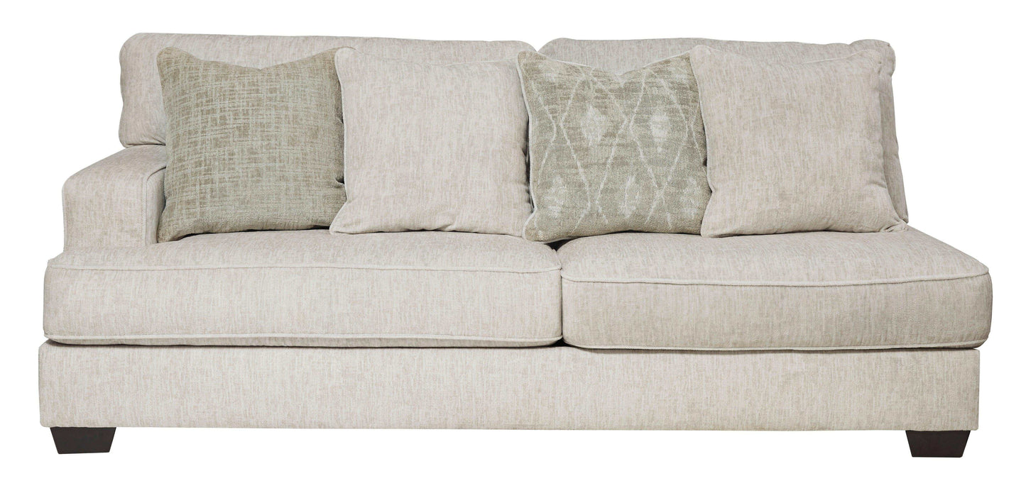 Rawcliffe Parchment 3pc Symmetrical Sectional Sofa w/ Ottoman