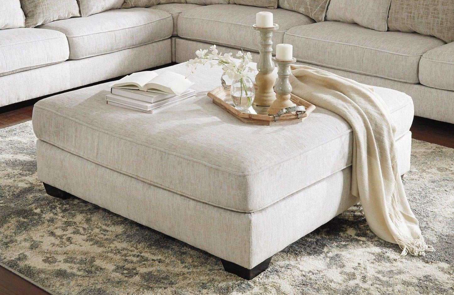 Rawcliffe Parchment Oversized Accent Ottoman