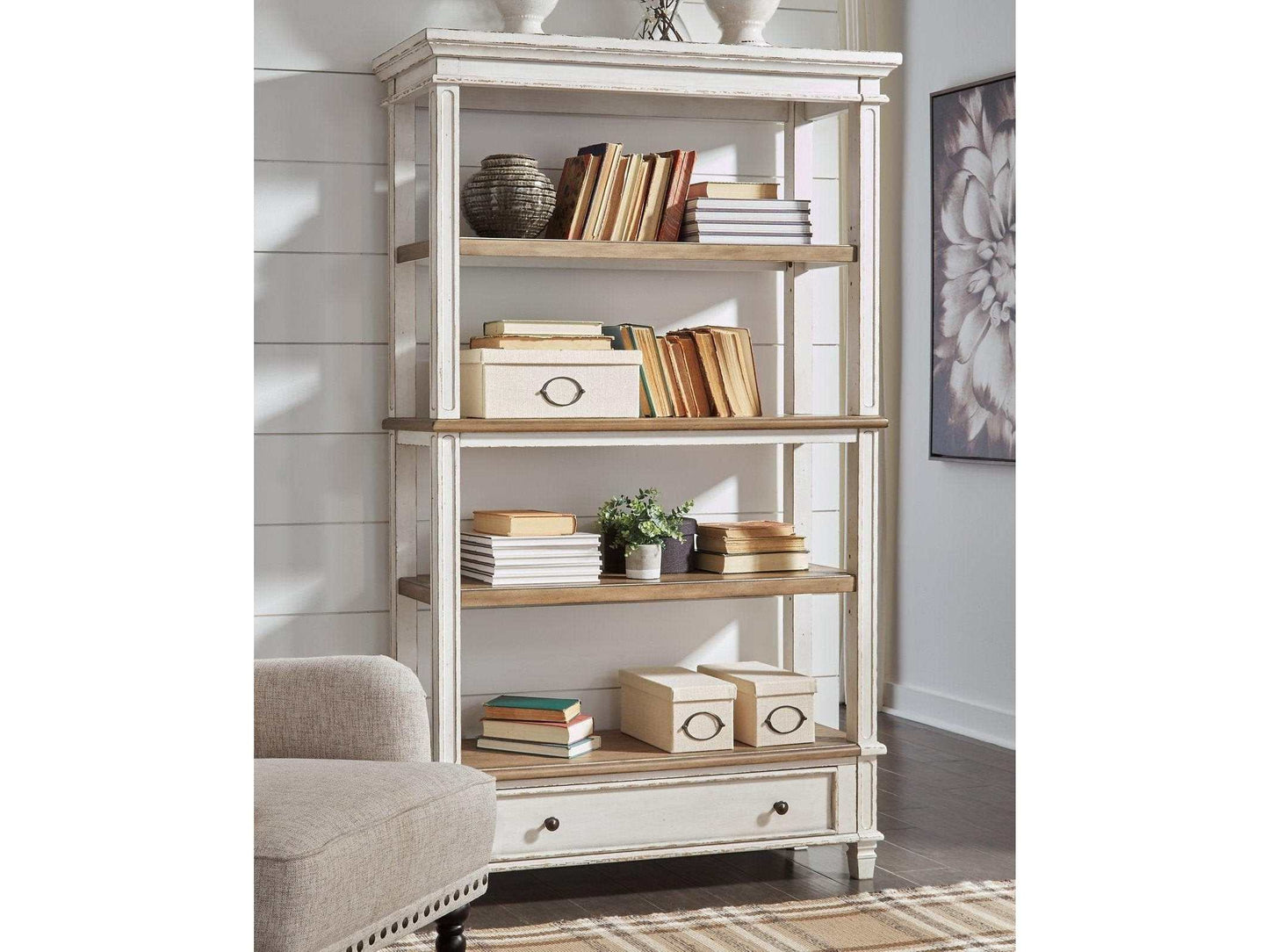 Realyn Brown/White 75" Bookcase