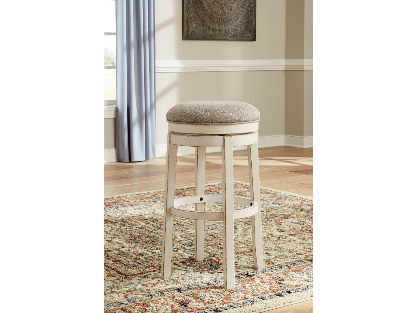 Realyn Chipped White Bar Height Swivel Bar Stool / 1pc