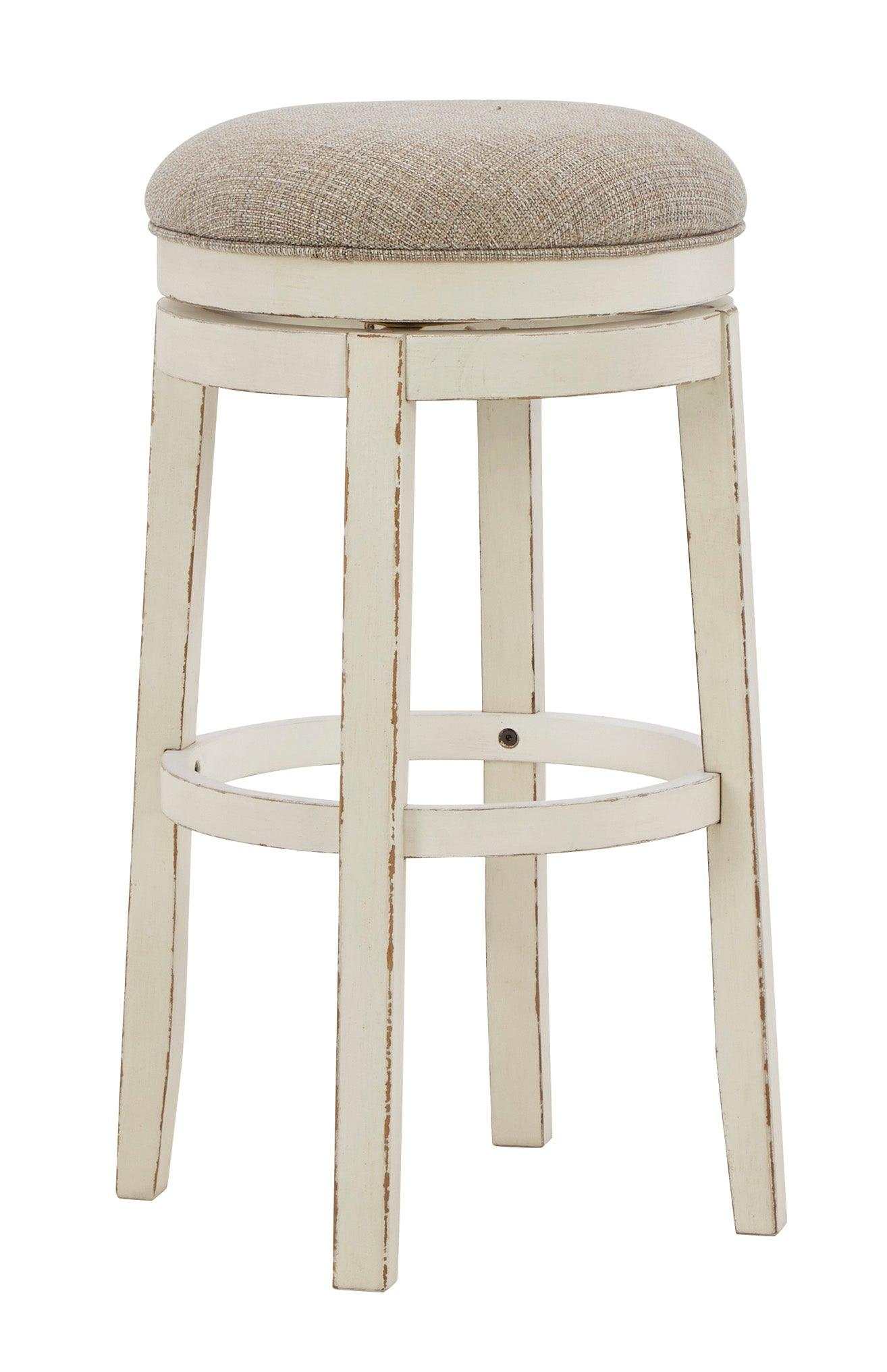 Realyn Chipped White Bar Height Swivel Bar Stool / 1pc