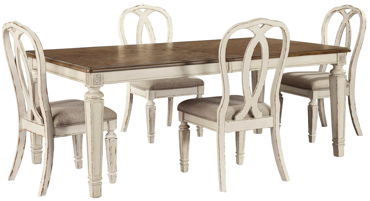 Realyn Chipped White Dining Room Set / 5pc Set