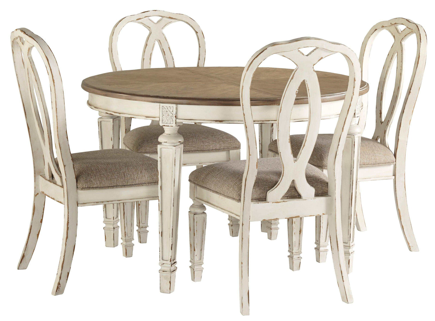 Realyn Chipped White Oval Dining Room Set / 5pc