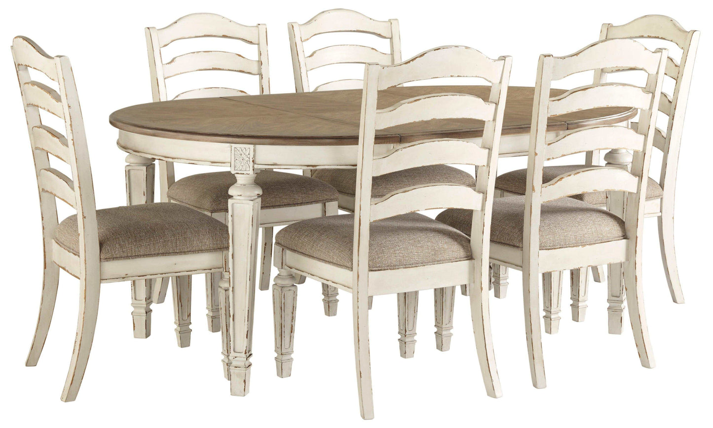 Realyn Chipped White Oval Dining Room Set / 7pc