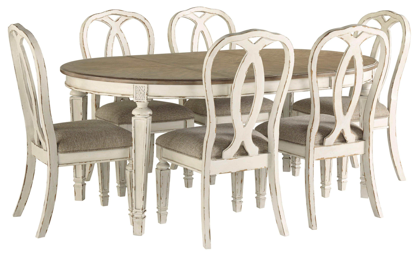 Realyn Chipped White Oval Dining Room Set / 7pc