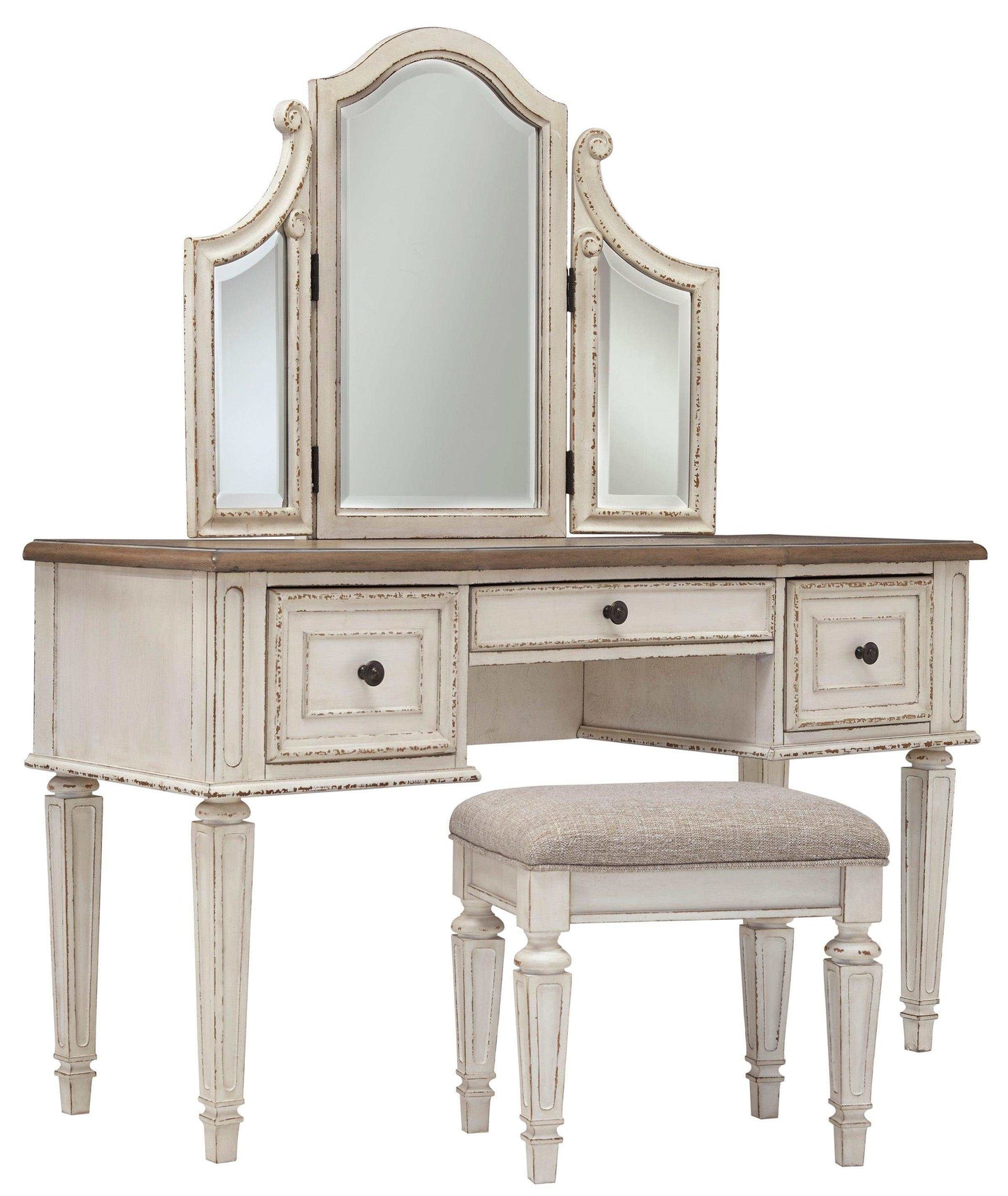 Realyn Vanity & Mirror w/ Stool