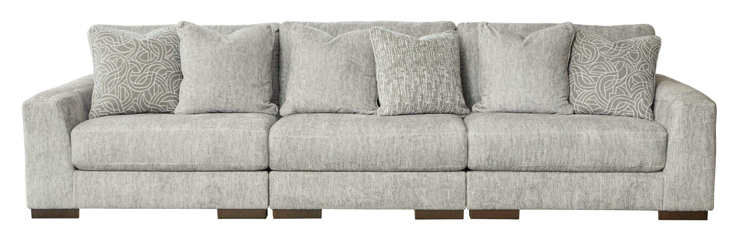 Regent Park Pewter 3pc Sectional Sofa