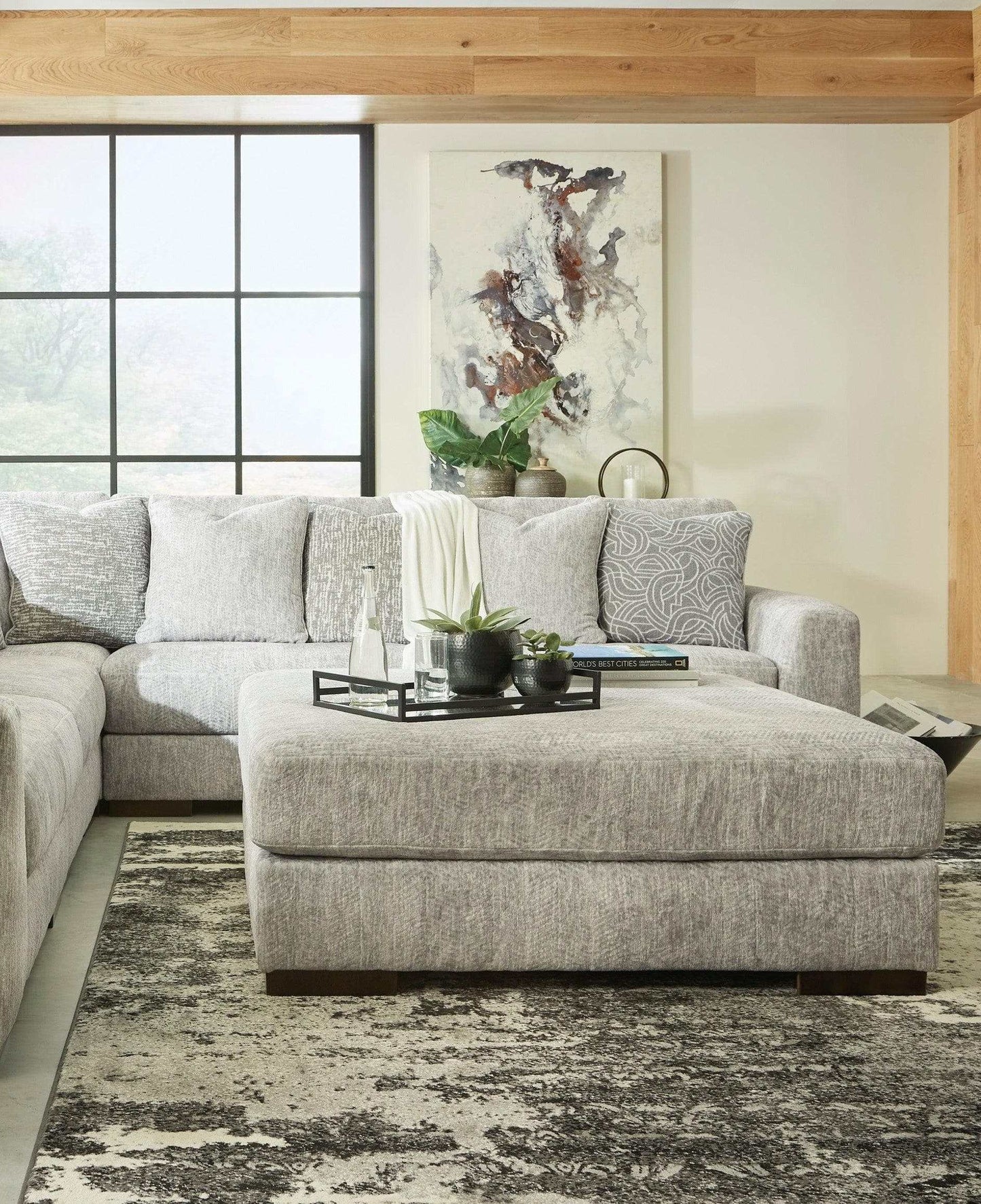 Regent Park Pewter Oversized Accent Ottoman