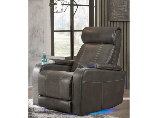 Screen Time Graphite Power Recliner w/ LED