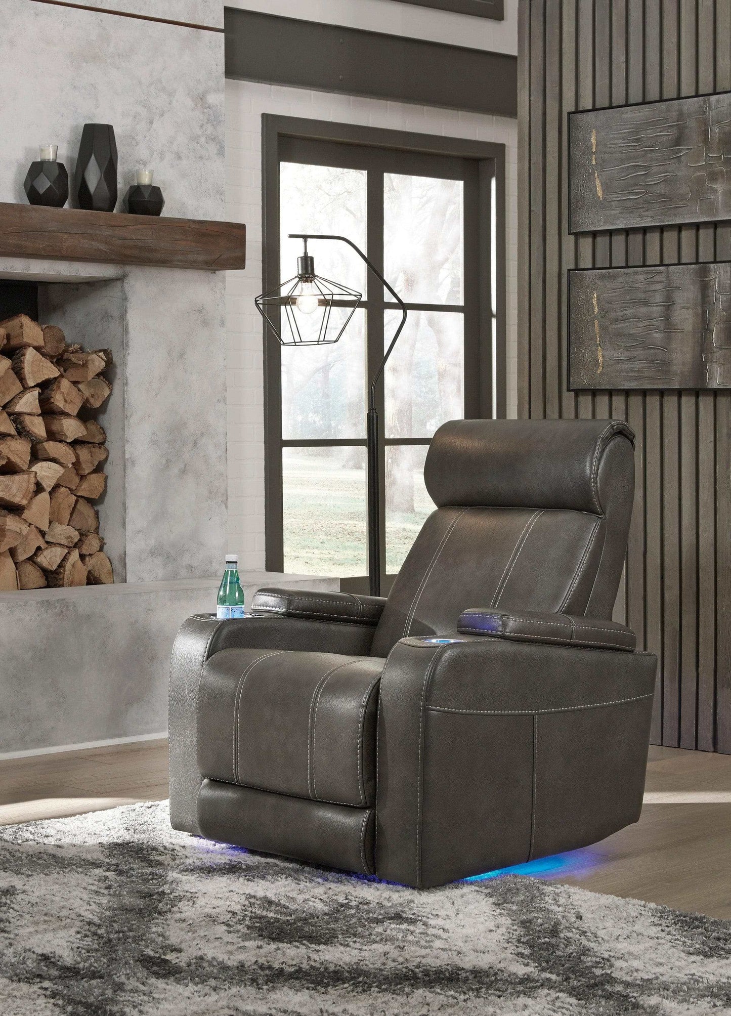 Screen Time Graphite Power Recliner w/ LED