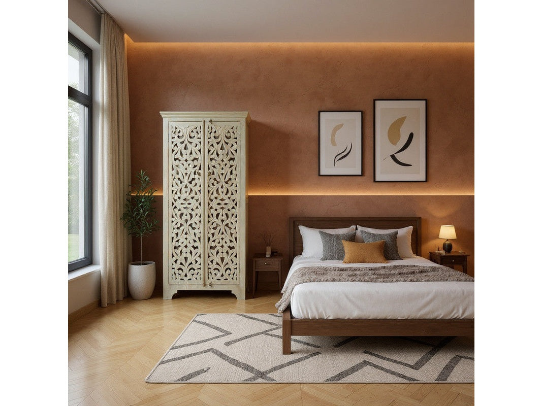 Žøshana Cream/Brown Tall Cabinet - Ornate Home