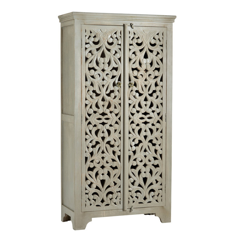 Žøshana Cream/Brown Tall Cabinet - Ornate Home