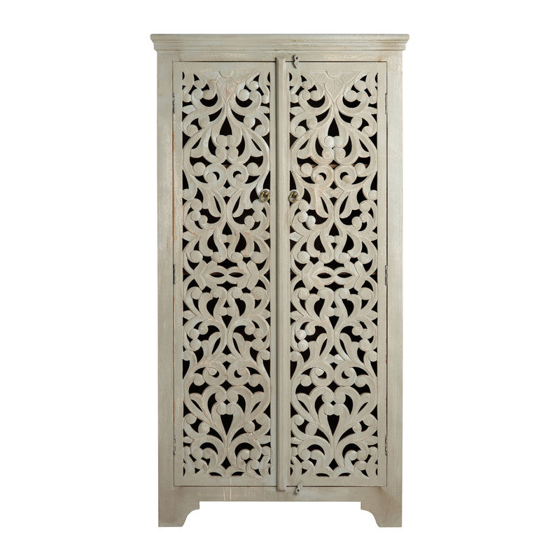 Žøshana Cream/Brown Tall Cabinet - Ornate Home