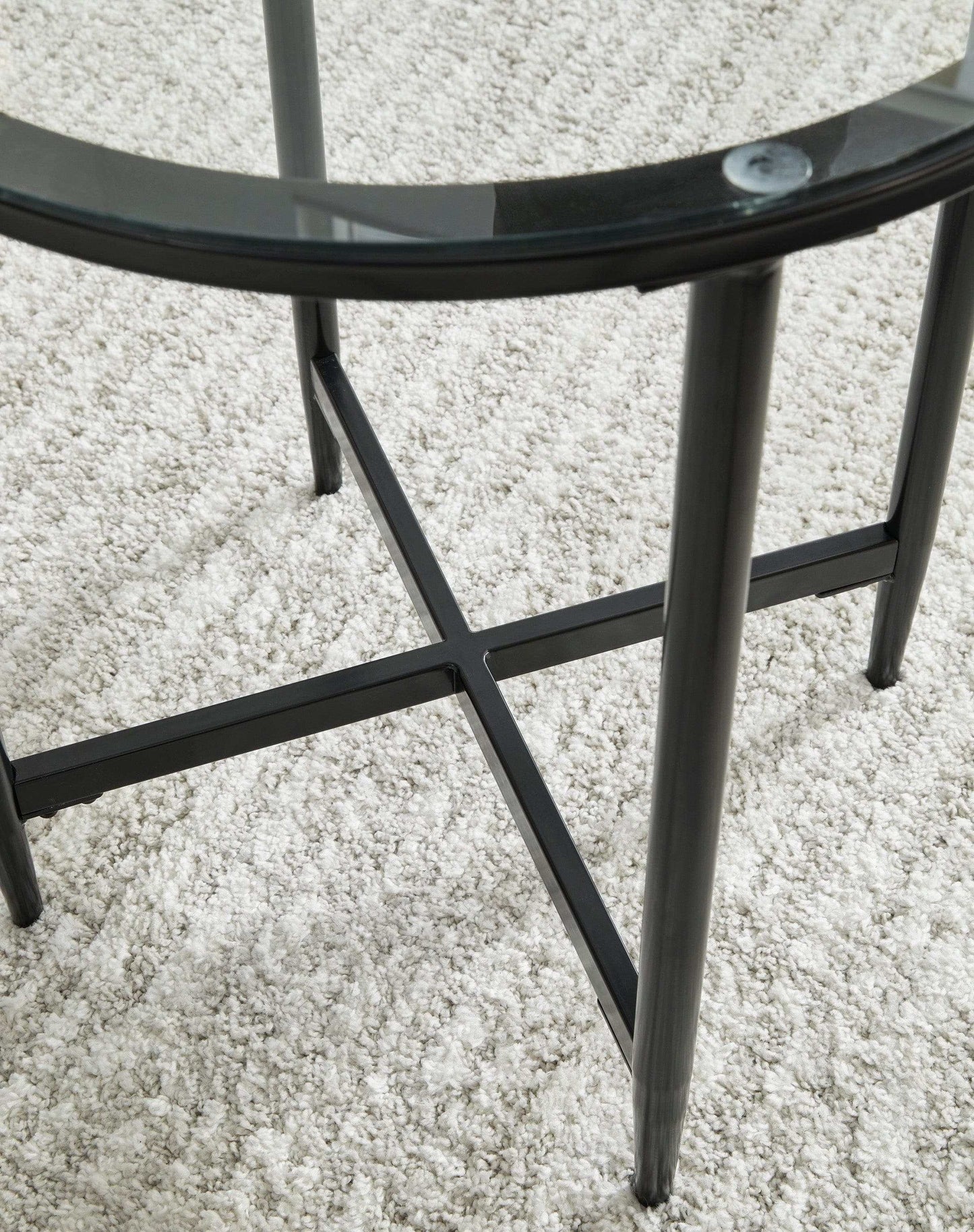 Stetzer Coffee Table 3pc Set Black Metal / Tempered Glass