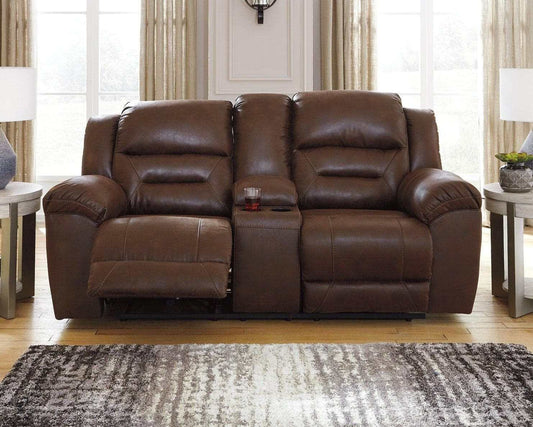 Stoneland Chocolate Power Reclining Loveseat w/ Console