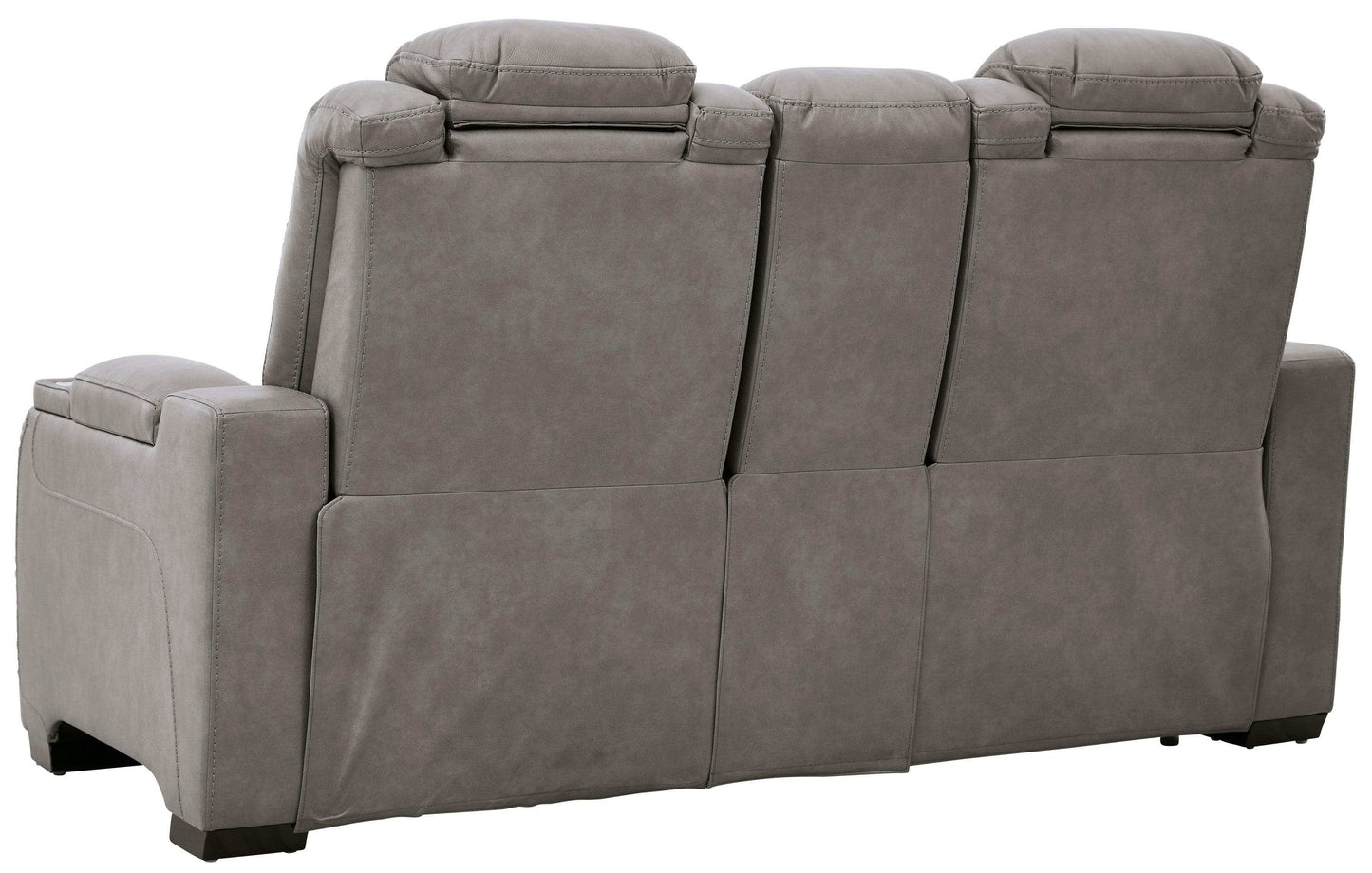 The Man-Den Gray Power Reclining Loveseat w/ Console