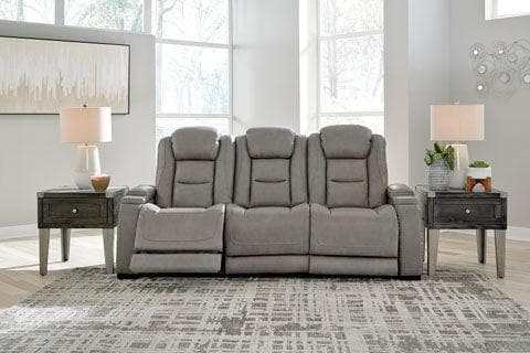 The Man-Den Gray Power Reclining Sofa & Loveseat