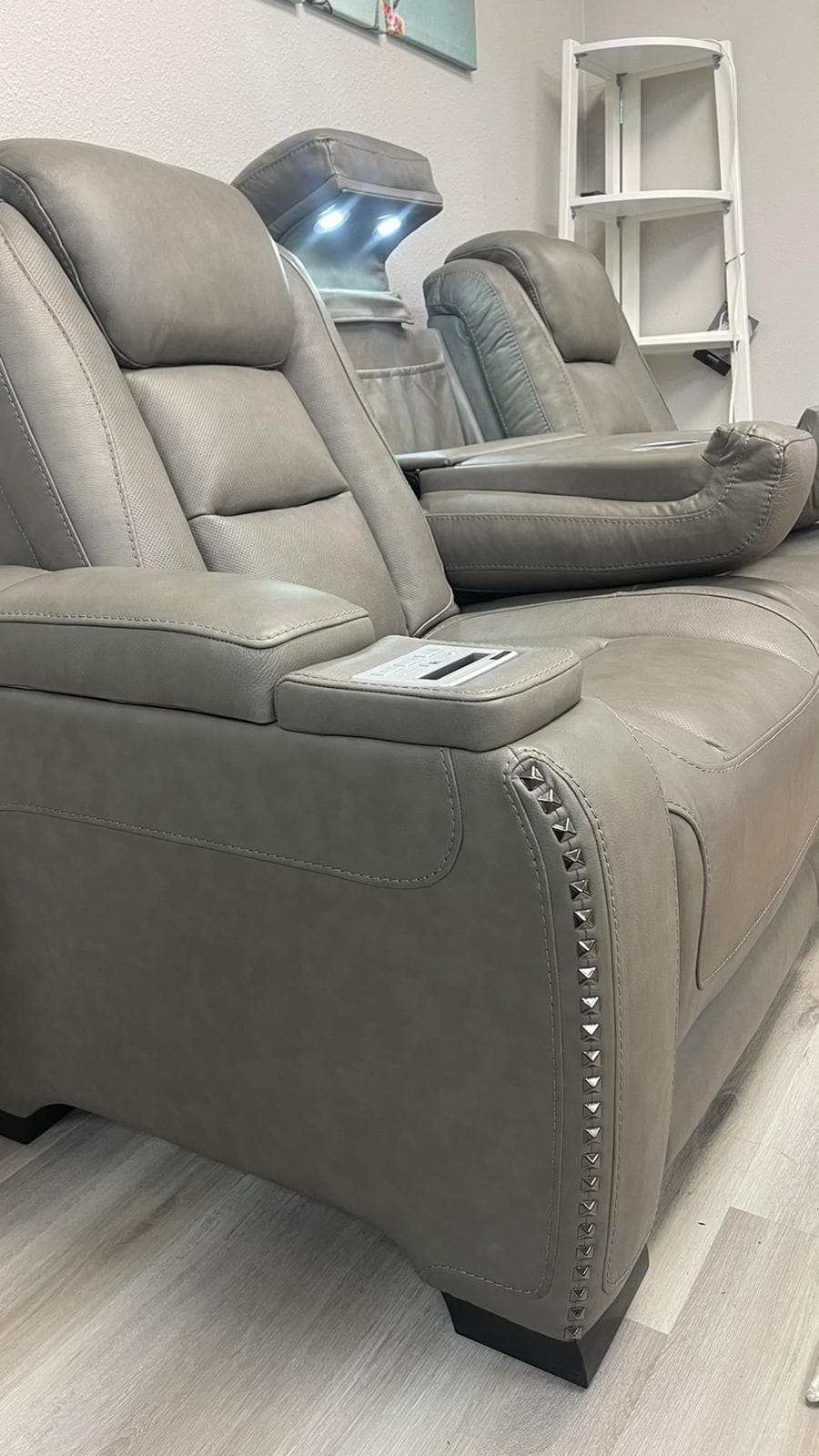 The Man-Den Gray Power Reclining Sofa & Loveseat