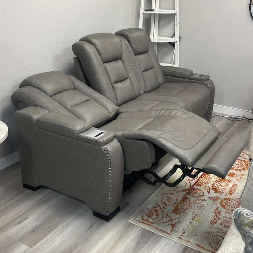 The Man-Den Gray Power Reclining Sofa & Loveseat