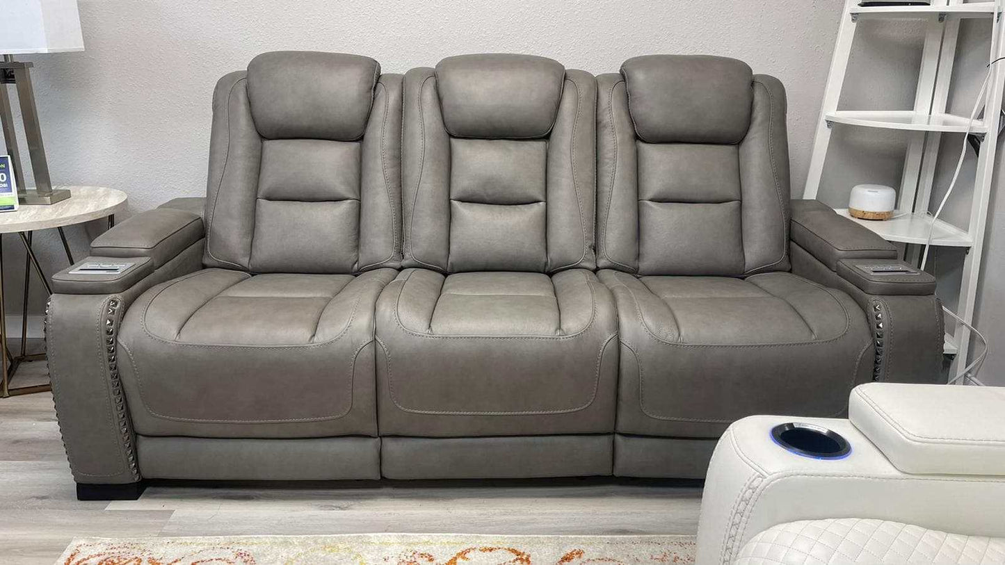 The Man-Den Gray Power Reclining Sofa & Loveseat