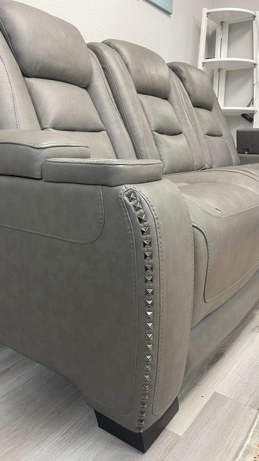 The Man-Den Gray Power Reclining Sofa & Loveseat