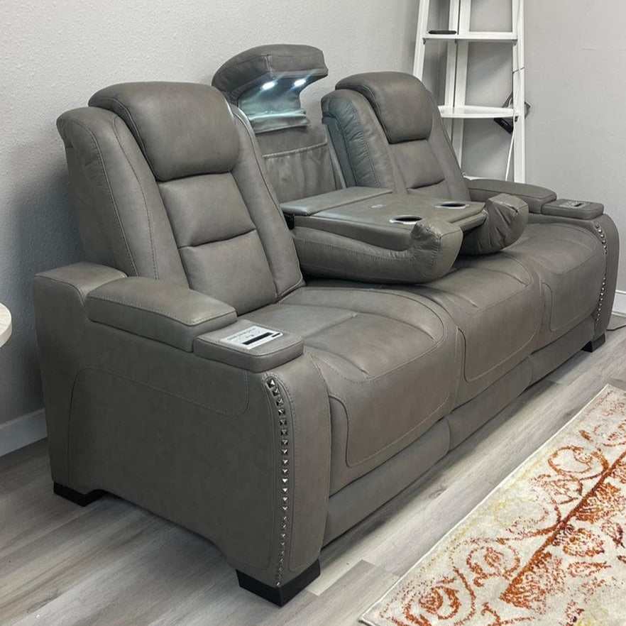 The Man-Den Gray Power Reclining Sofa