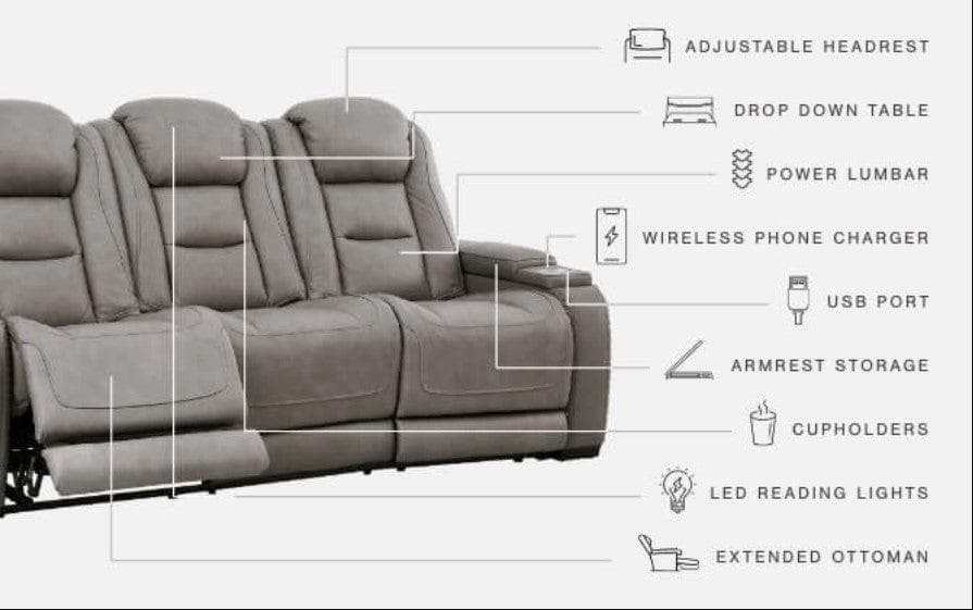 The Man-Den Gray Power Reclining Sofa