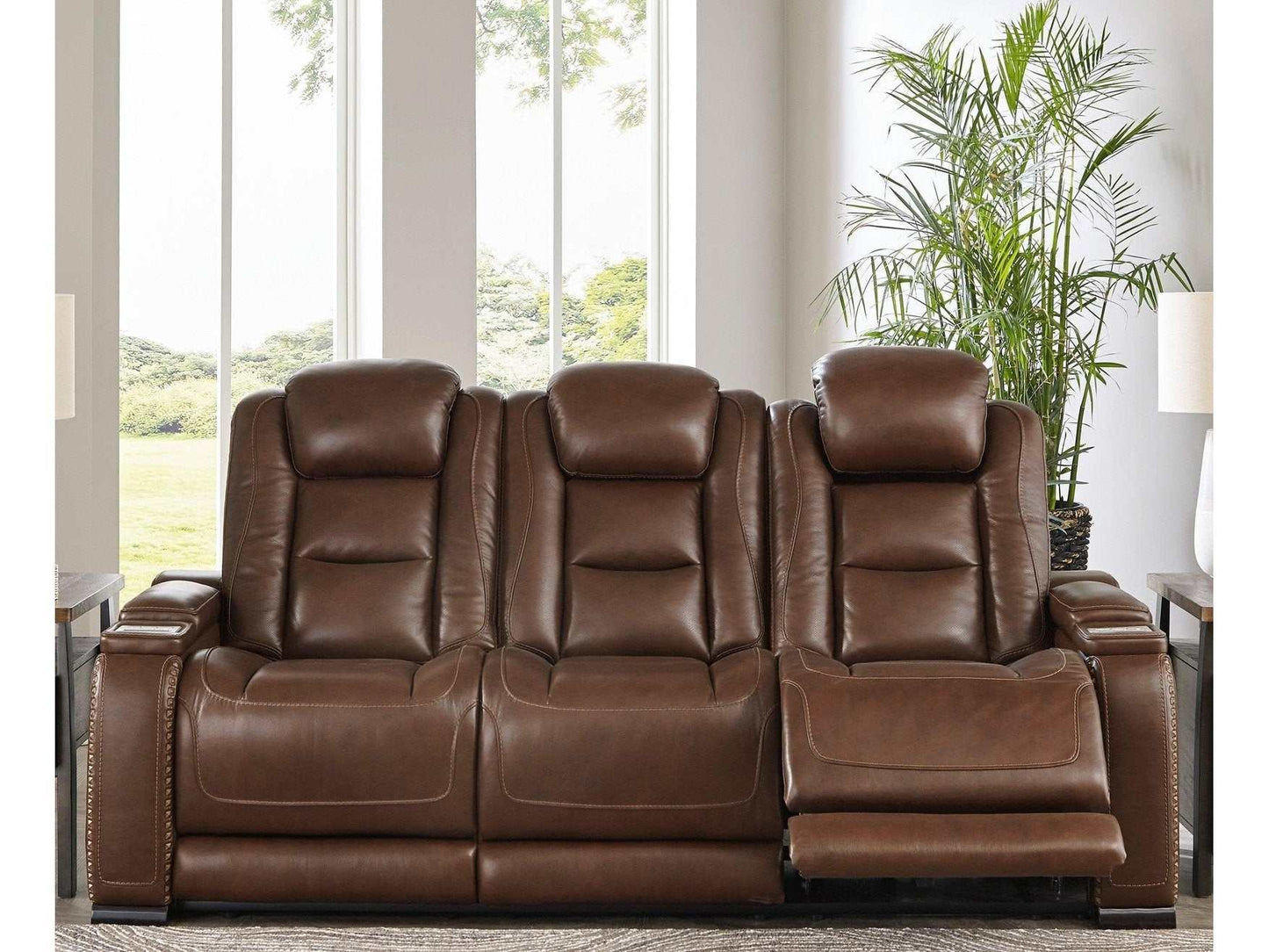 The Man-Den Mahogany Power Reclining Sofa